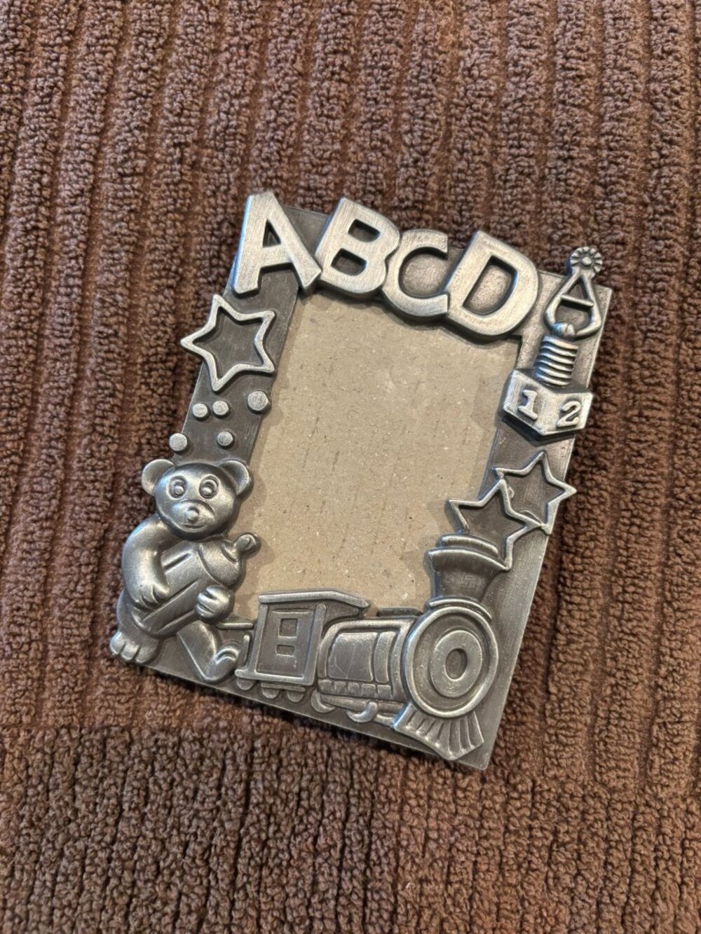 Pewter Frame, ABCD, Children's, Train, Bear - 2.25" x 3.25"